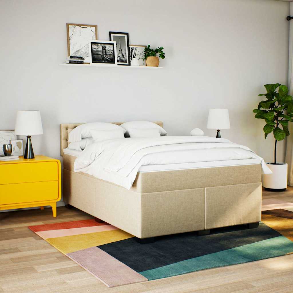 Cama com molas/colchão 140x190 cm tecido cor creme
