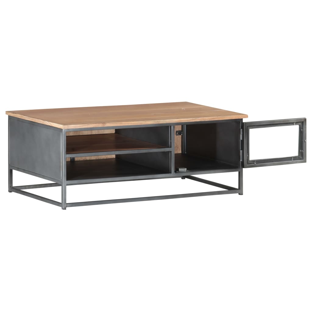 Mesa de centro 90x50x35 cm madeira de acácia maciça cinzento