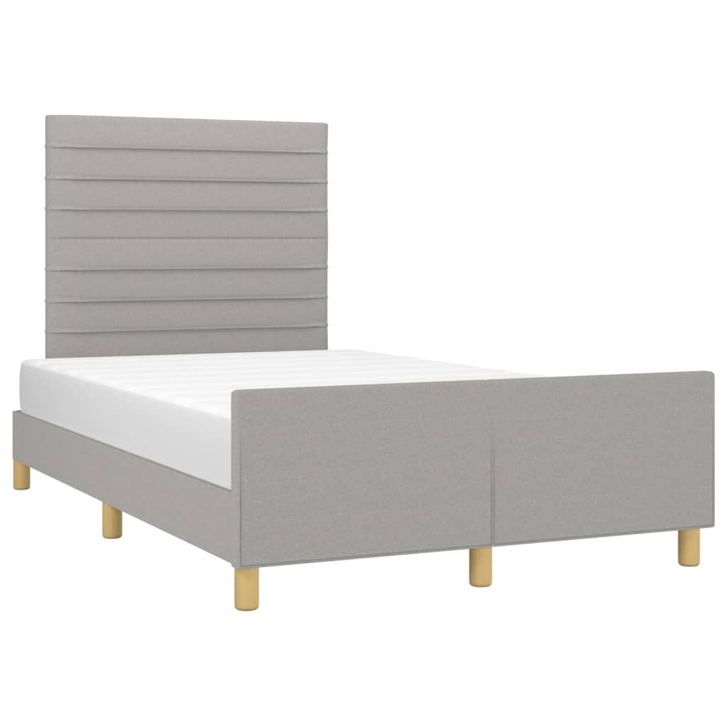Estrutura de cama sem colchão 120x200 cm tecido cinzento-claro