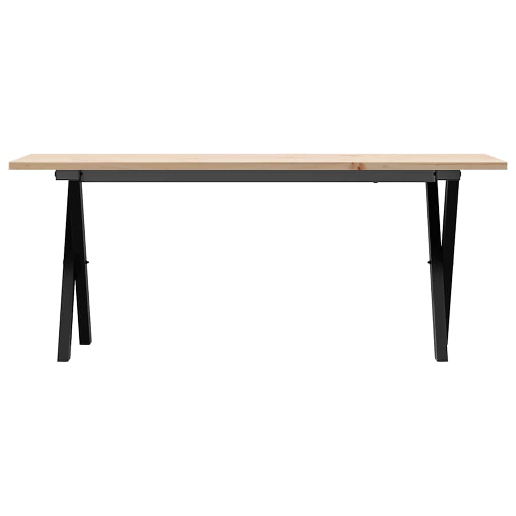 Mesa de centro estrutura em x 110x40x45cm pinho e aço