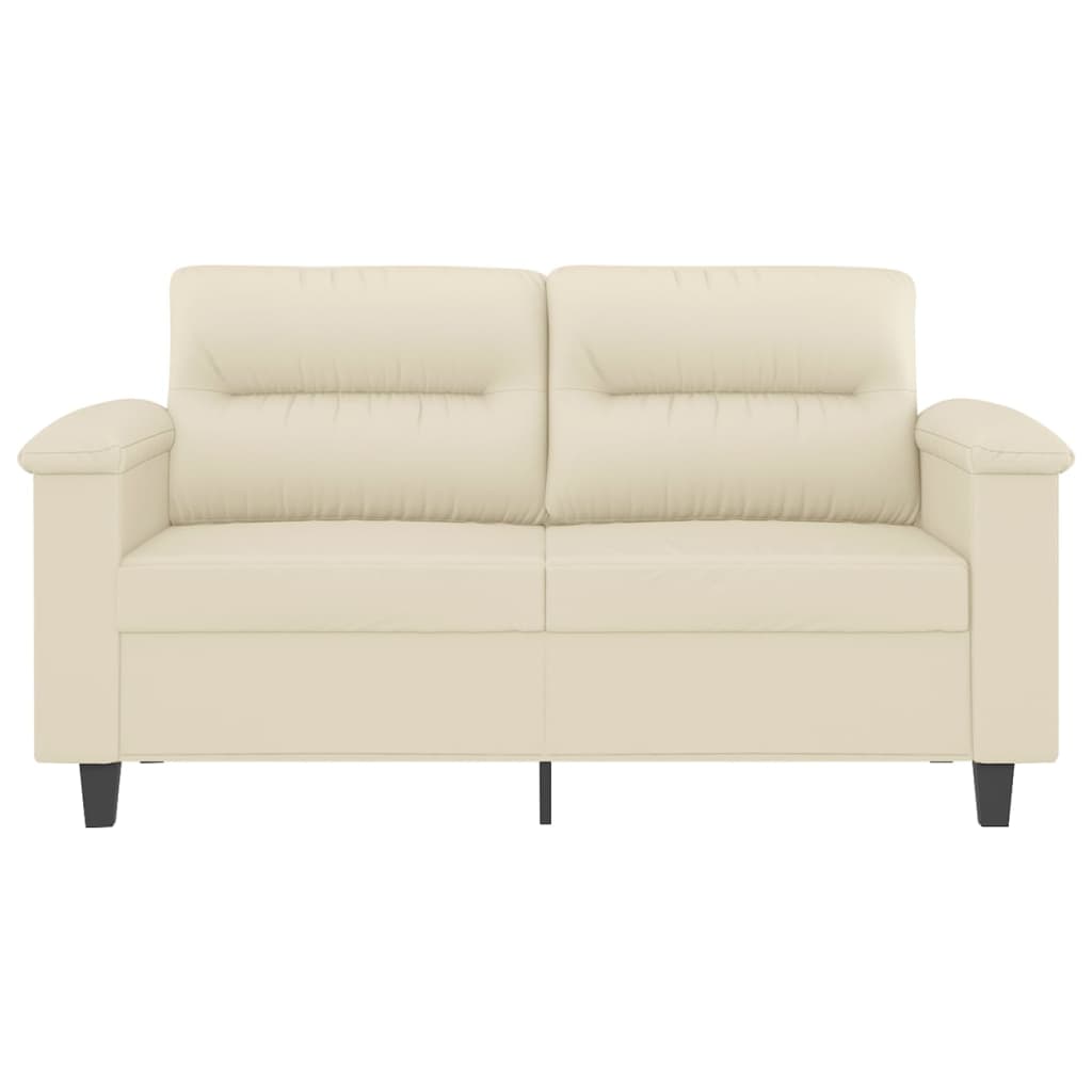 Sofá de 2 lugares 120 cm couro artificial cor creme