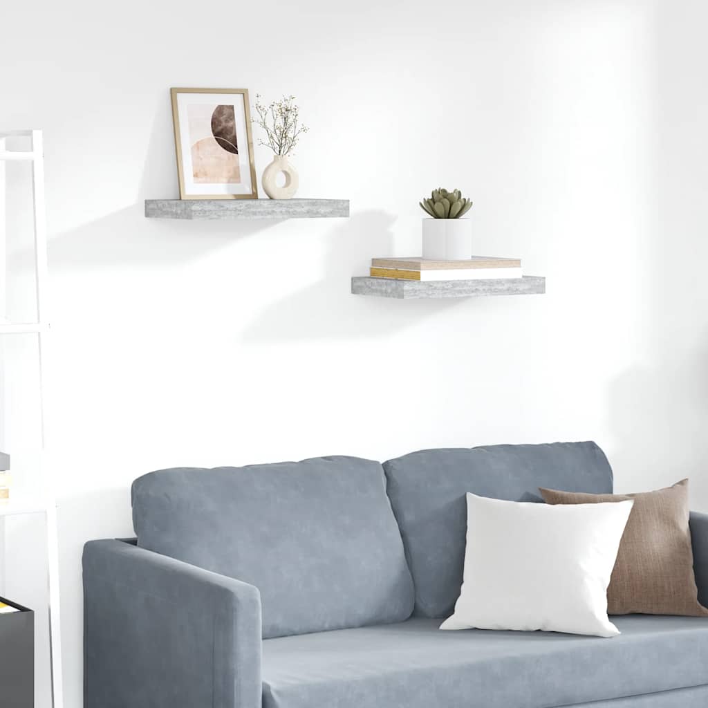 Prateleiras de parede 2 pcs 40x23x3,8 cm MDF cinzento-cimento