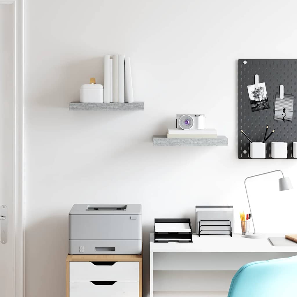 Prateleiras de parede 2 pcs 40x23x3,8 cm MDF cinzento-cimento