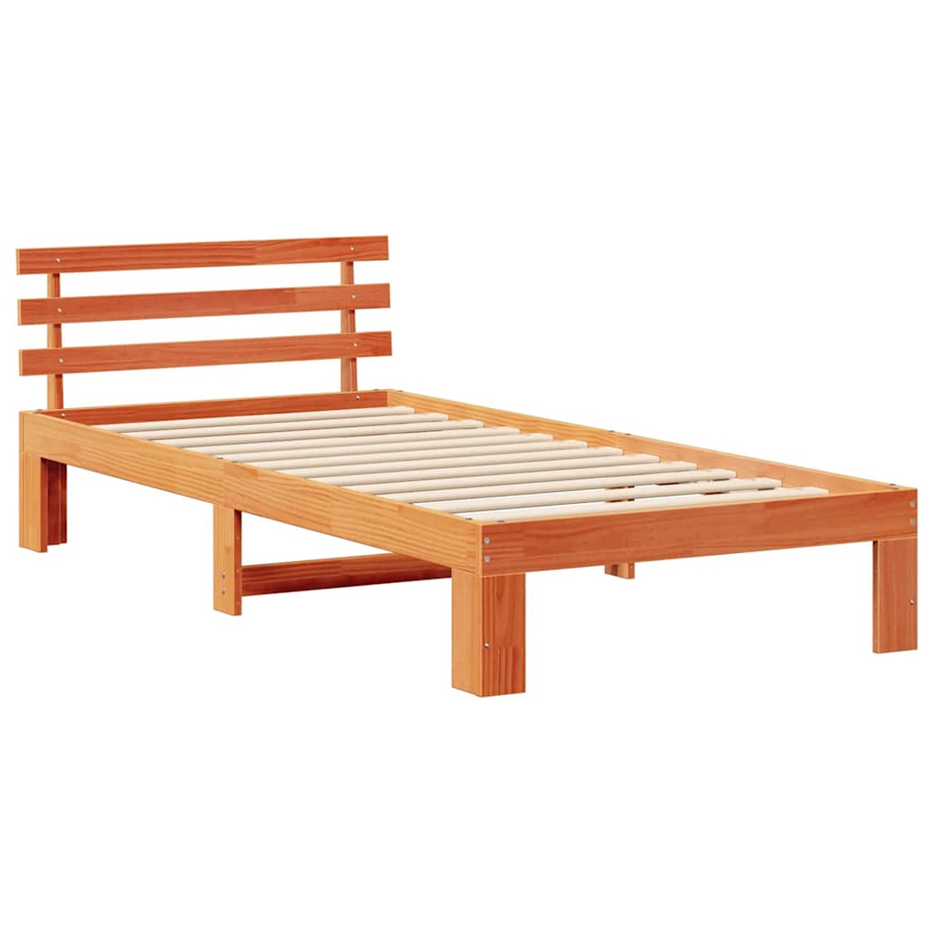 Estrutura da cama com cabeceira marrom cera 90 x 200 cm