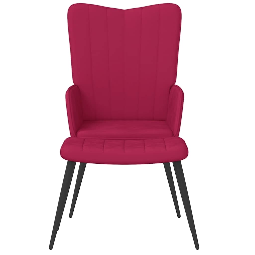 Cadeira de descanso com banco veludo vermelho tinto