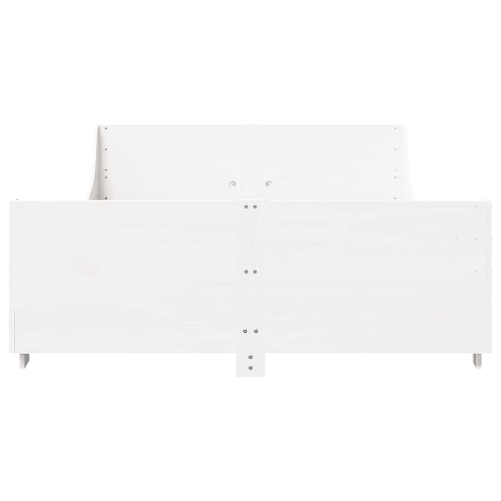 Cama sem colchão 140x200 cm madeira de pinho maciça branco