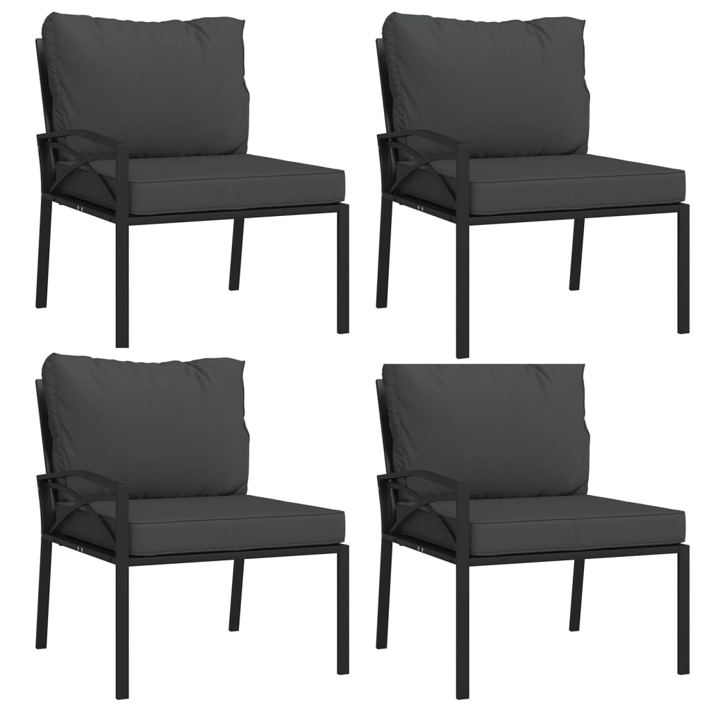 11 Pcs conjunto lounge de jardim aço c/ almofadões cinzentos