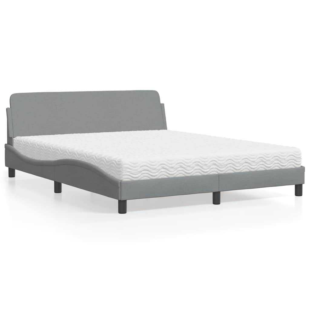 Cama com colchão dover 160x200 cm tecido cinzento-claro