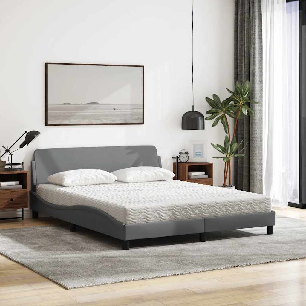 Cama com colchão dover 160x200 cm tecido cinzento-claro