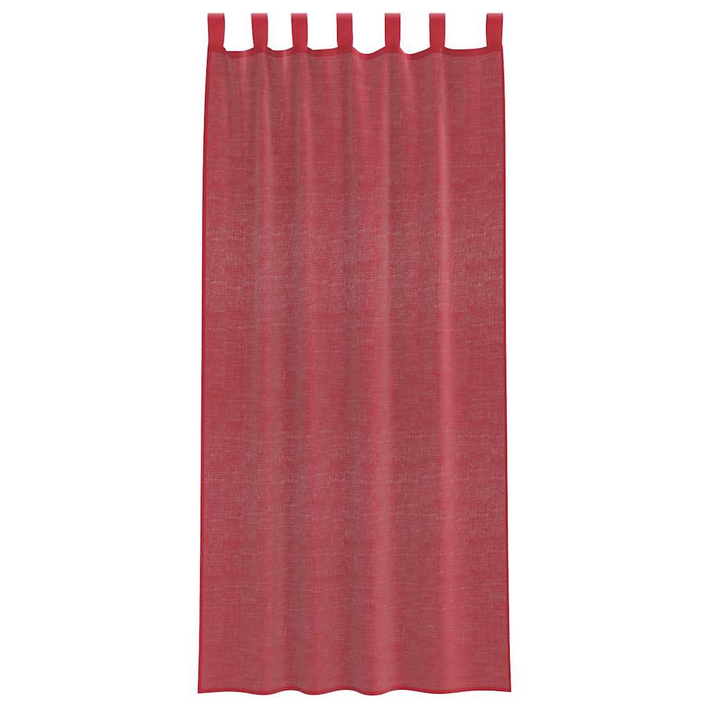 Cortinas de voile com bolsos para varão 2 pcs vermelho tinto