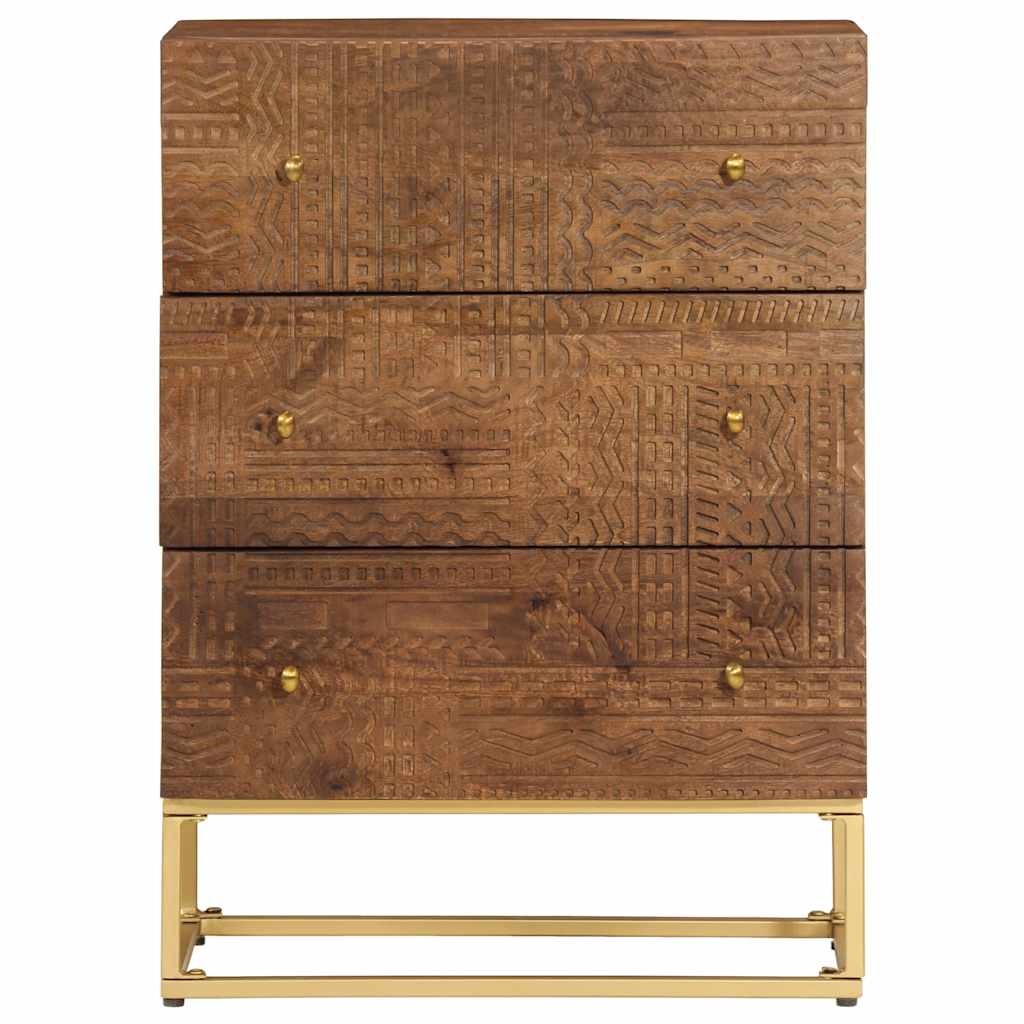 Cómoda 55x30x76 cm madeira de mangueira maciça e ferro