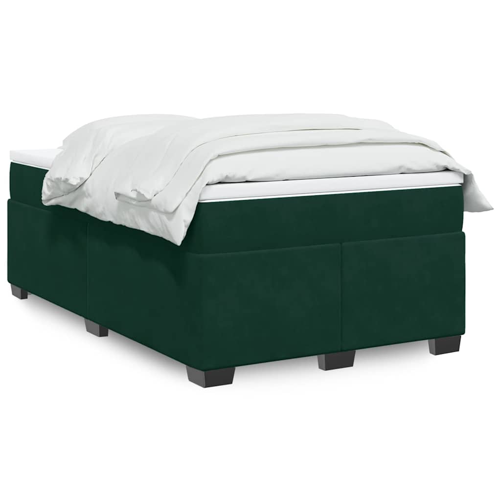 Cama boxspring com colchão 120x190 cm veludo verde-escuro