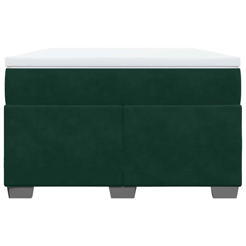 Cama boxspring com colchão 120x190 cm veludo verde-escuro