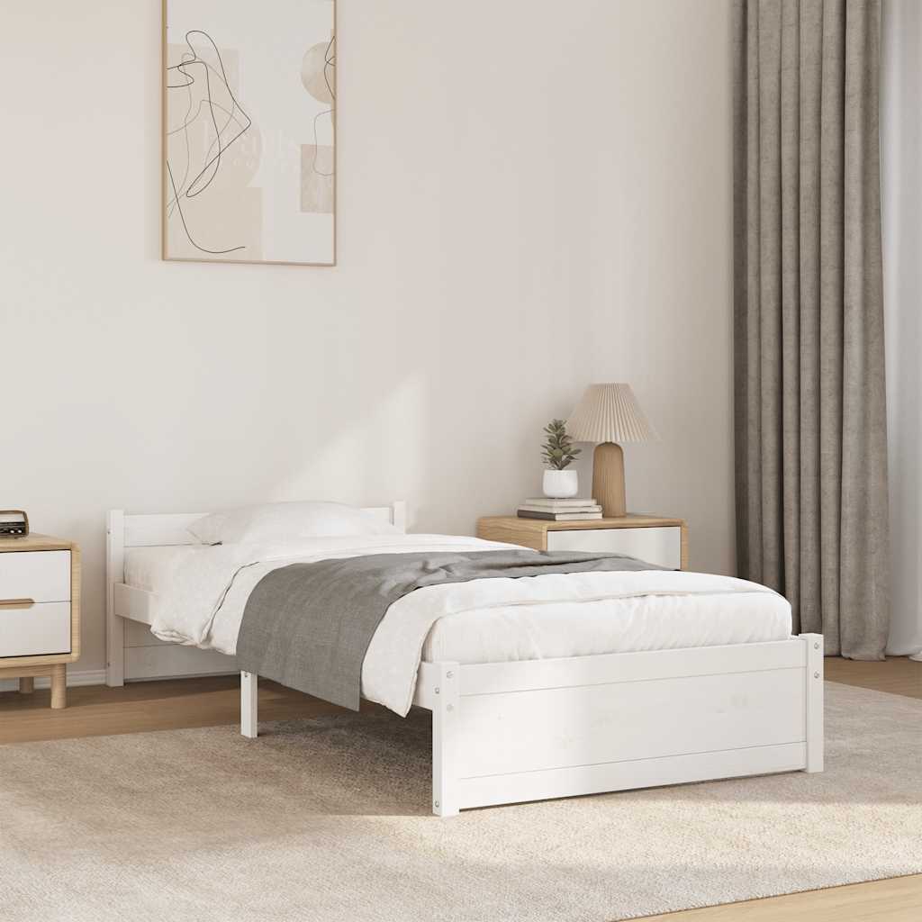 Estrutura de cama 90x200 cm madeira maciça branco
