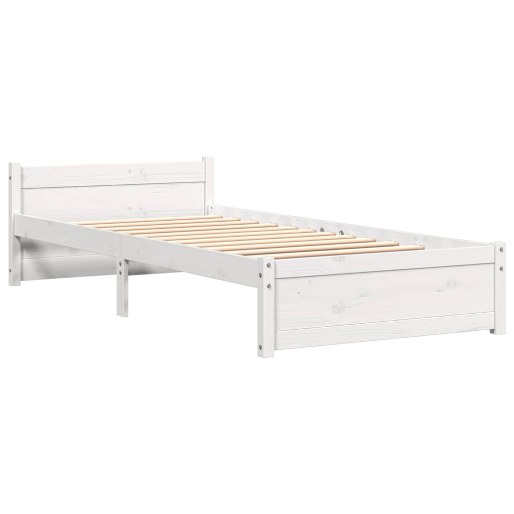 Estrutura de cama 90x200 cm madeira maciça branco