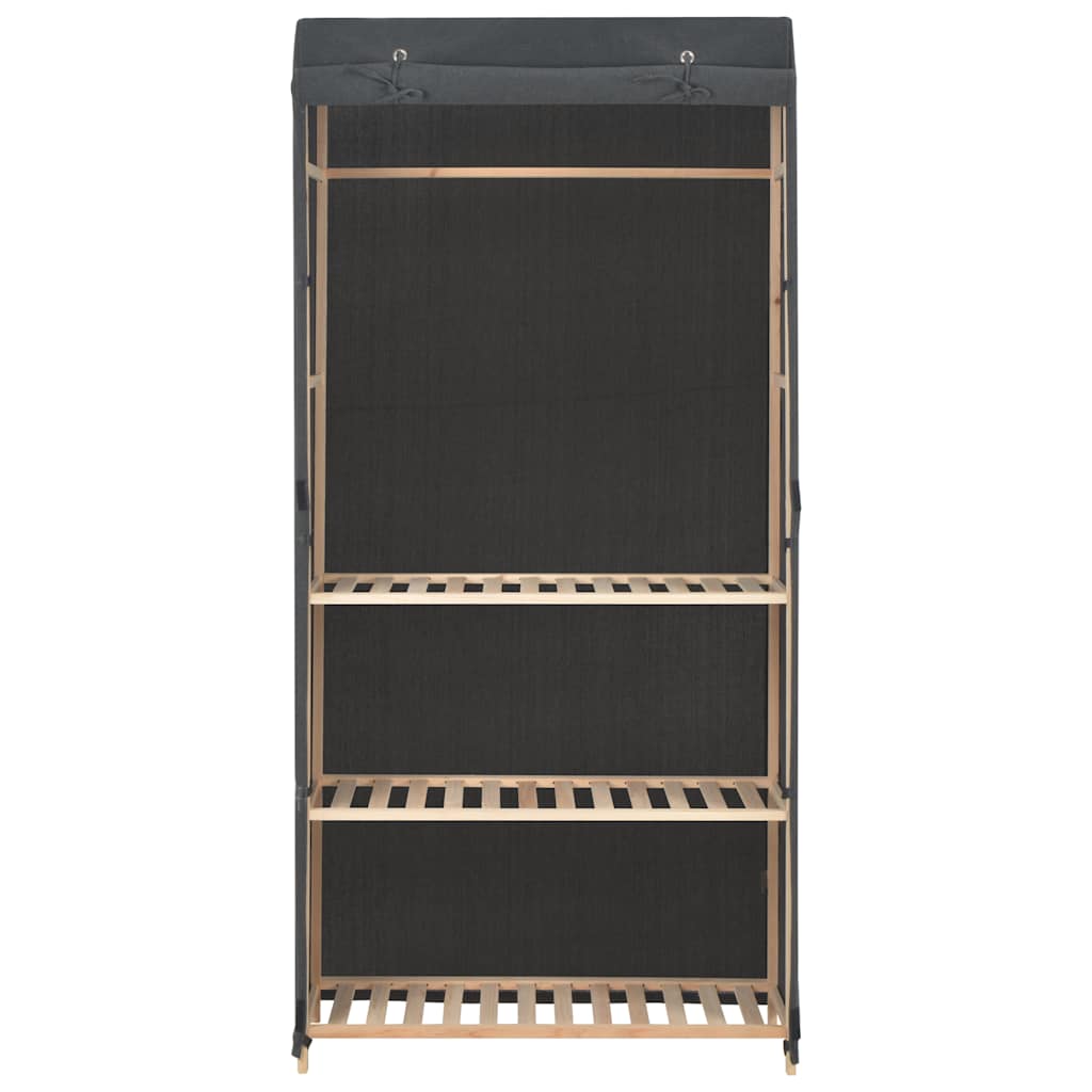 Roupeiro com 3 prateleiras 79x40x170 cm tecido cinzento