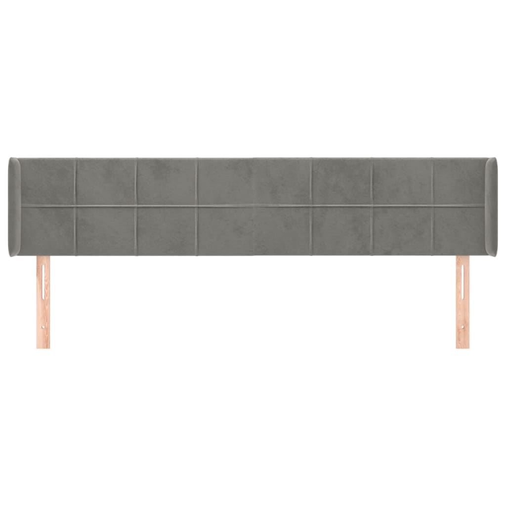 Cabeceira de cama c/ abas veludo 183x16x78/88 cm cinzento-claro