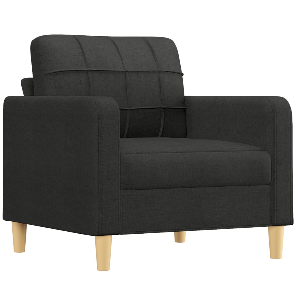 4 Pcs conjunto de sofás com almofadas tecido preto