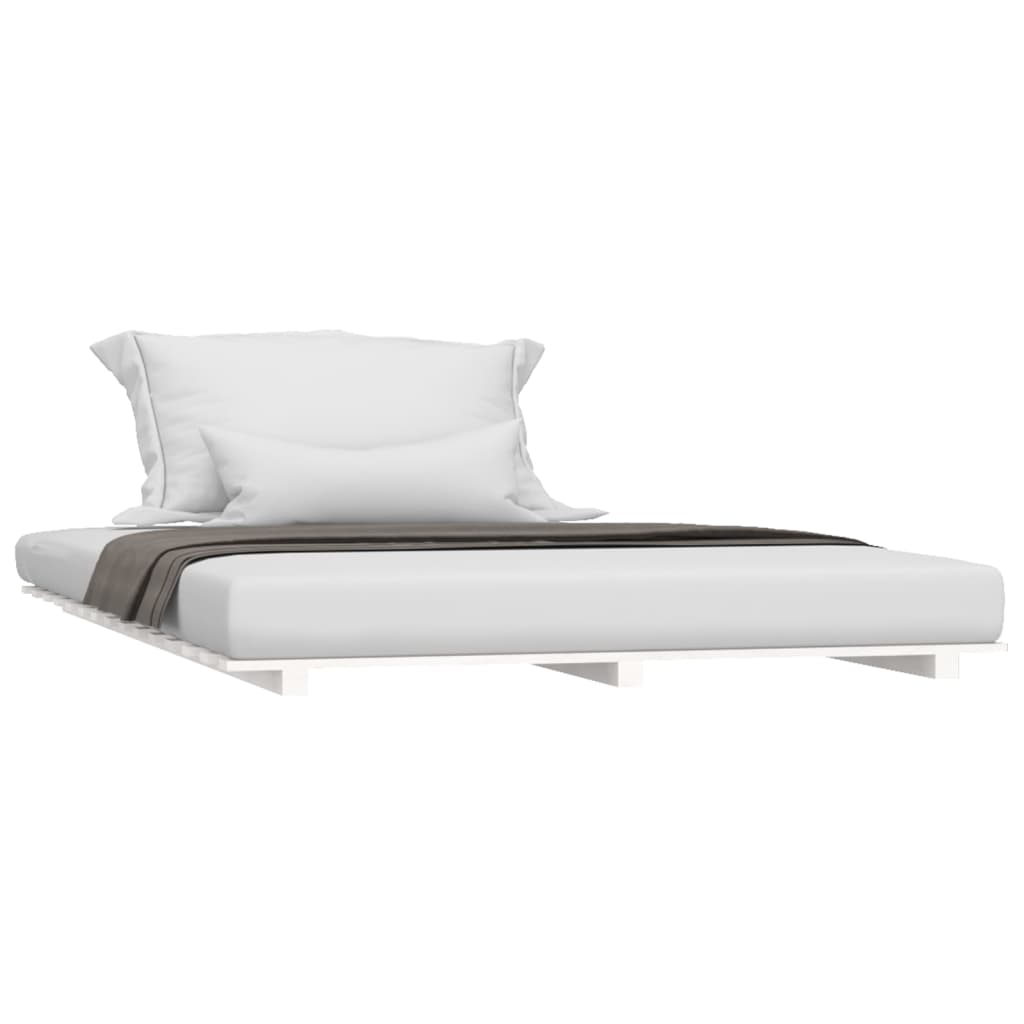 Estrutura de cama 135x190 cm madeira de pinho maciça branco