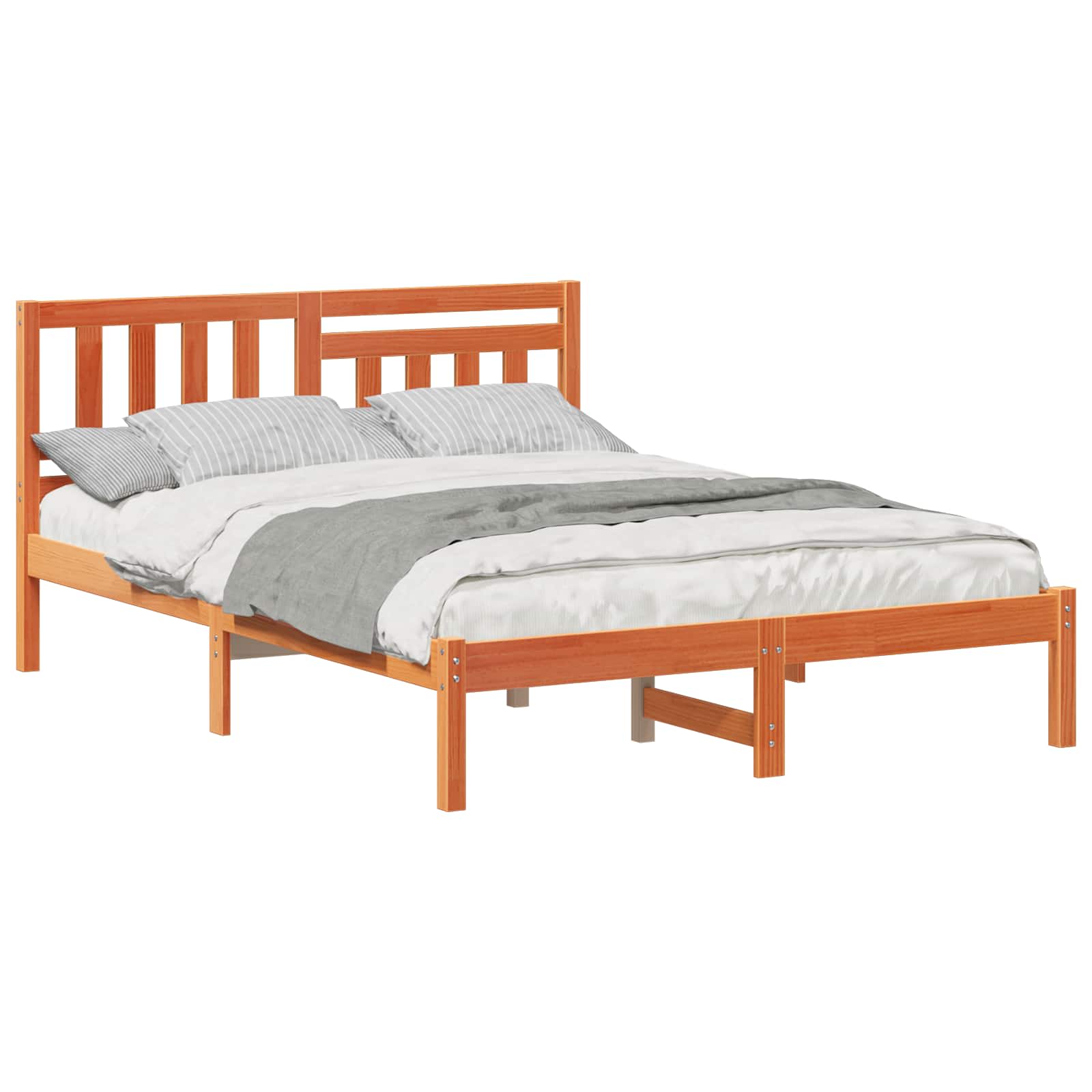 Estrutura da cama com cabeceira marrom cera 120 x 200 cm