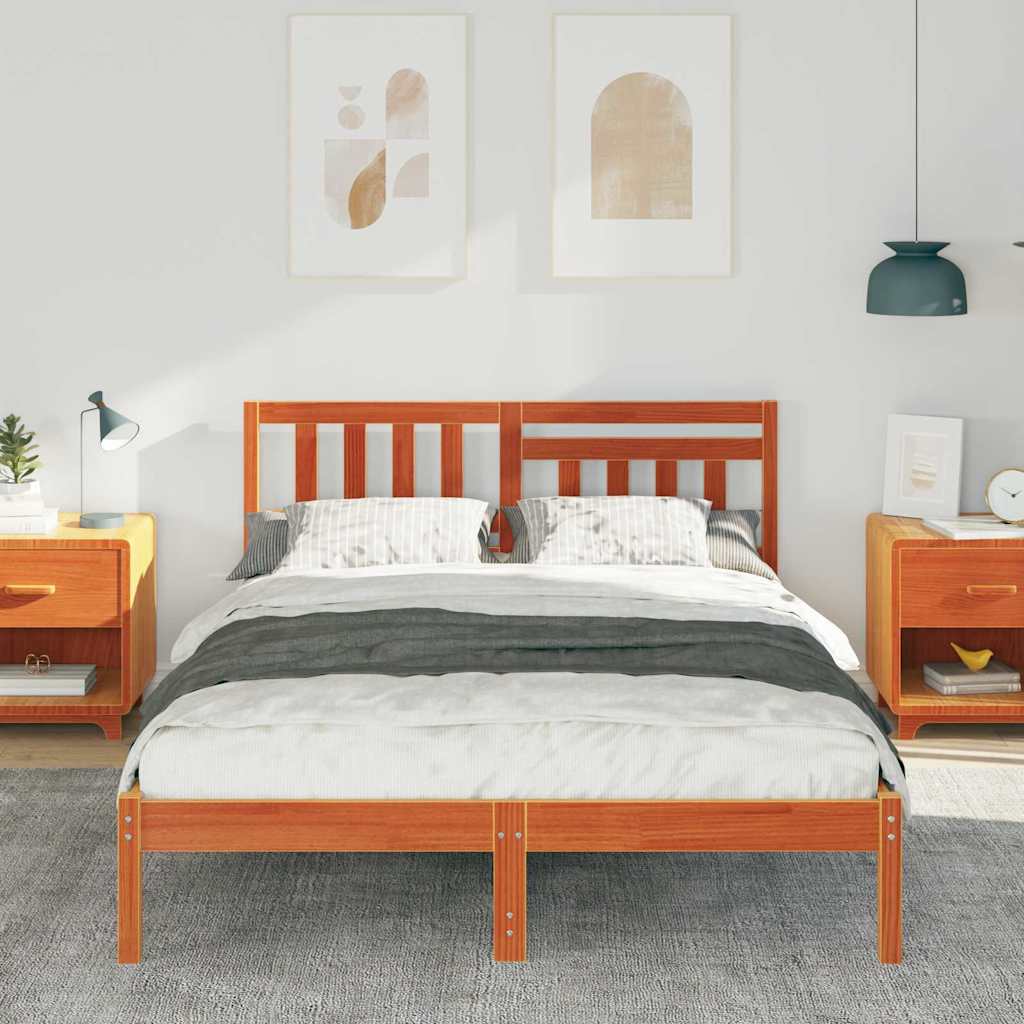 Estrutura da cama com cabeceira marrom cera 120 x 200 cm