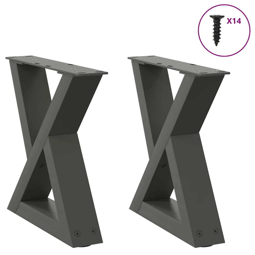 Pés para mesa de centro 2 peças antracite 30x(30-31,3) cm aço