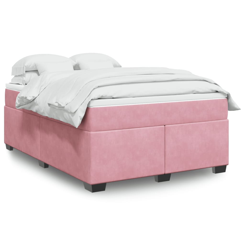 Cama com molas/colchão 160x200 cm veludo rosa