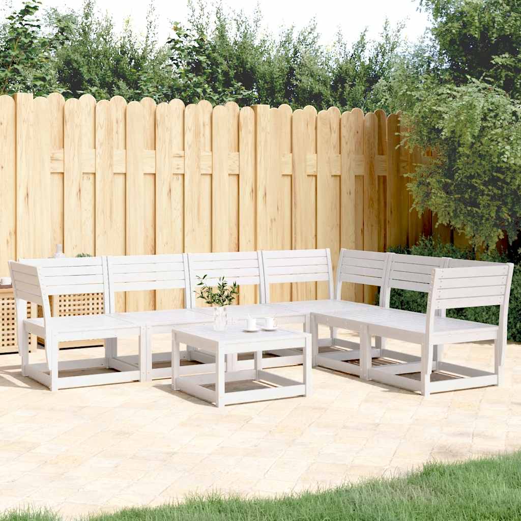 6 Pcs conjunto sofás de jardim madeira de pinho maciça branco