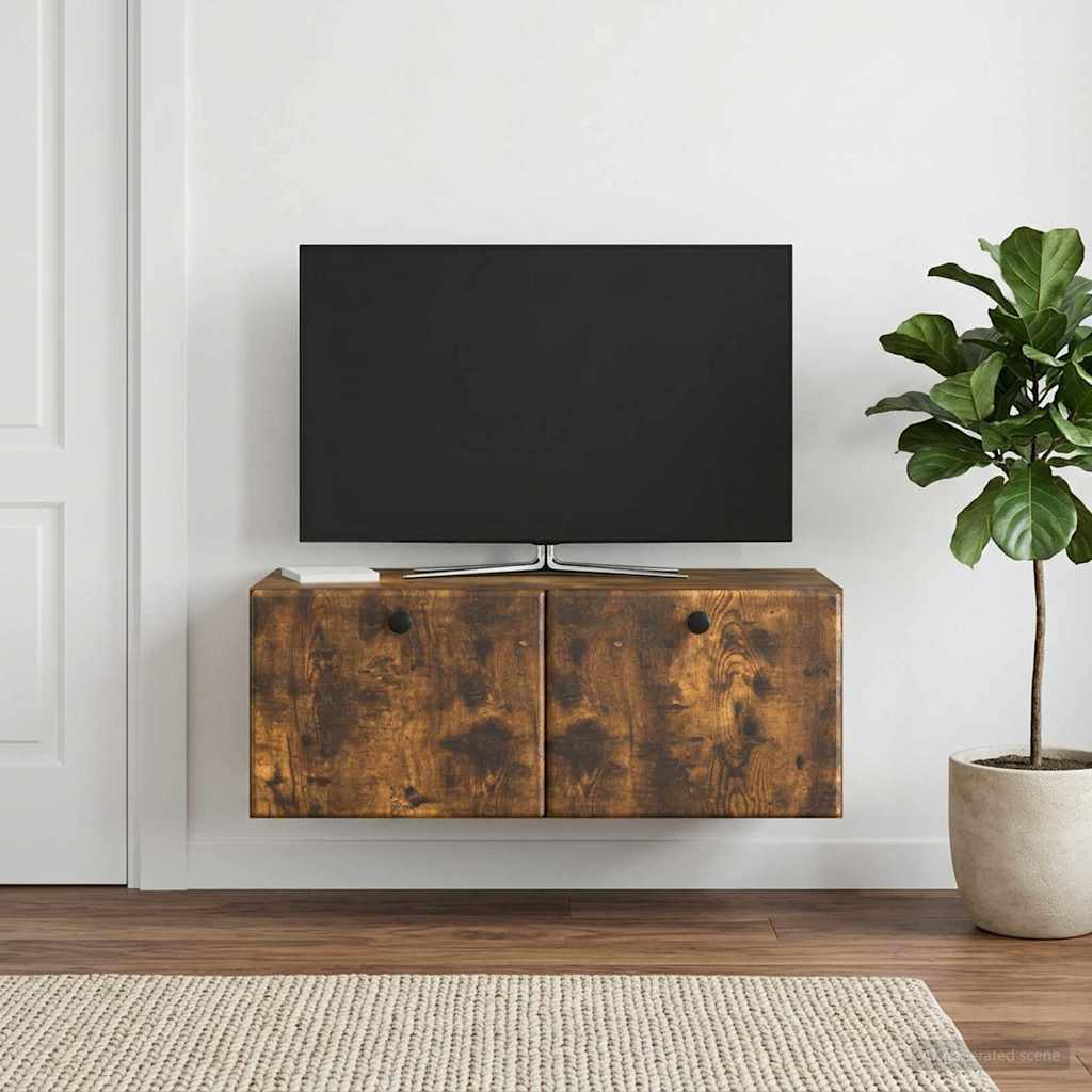 Gabinete de TV de parede 78,5 x 41 x 30 cm carvalho fumado