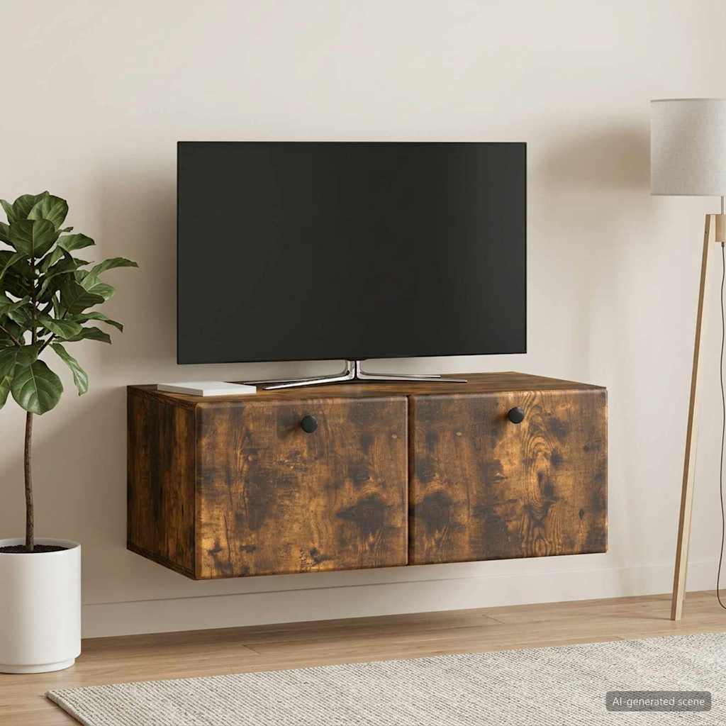 Gabinete de TV de parede 78,5 x 41 x 30 cm carvalho fumado