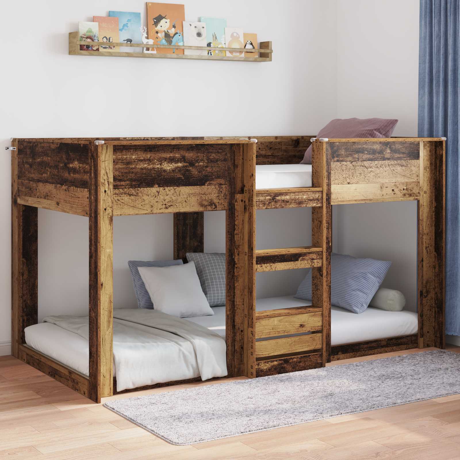 Estrutura de cama de chão madeira antiga 75 x 190 cm