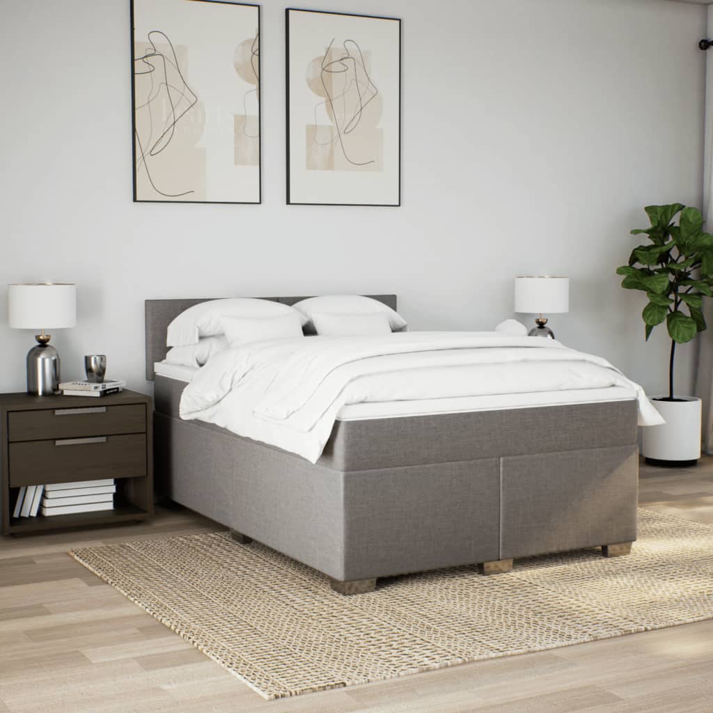 Cama com molas/colchão 140x190 cm tecido castanho-acinzentado