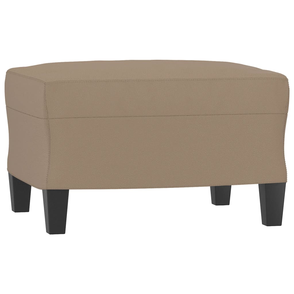 Sofá 3 lugares c/ apoio pés 180 cm couro artificial cappuccino