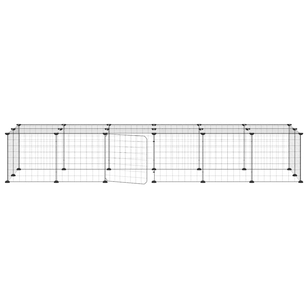 Gaiola p/ animais de 28 painéis c/ porta 35x35 cm aço preto
