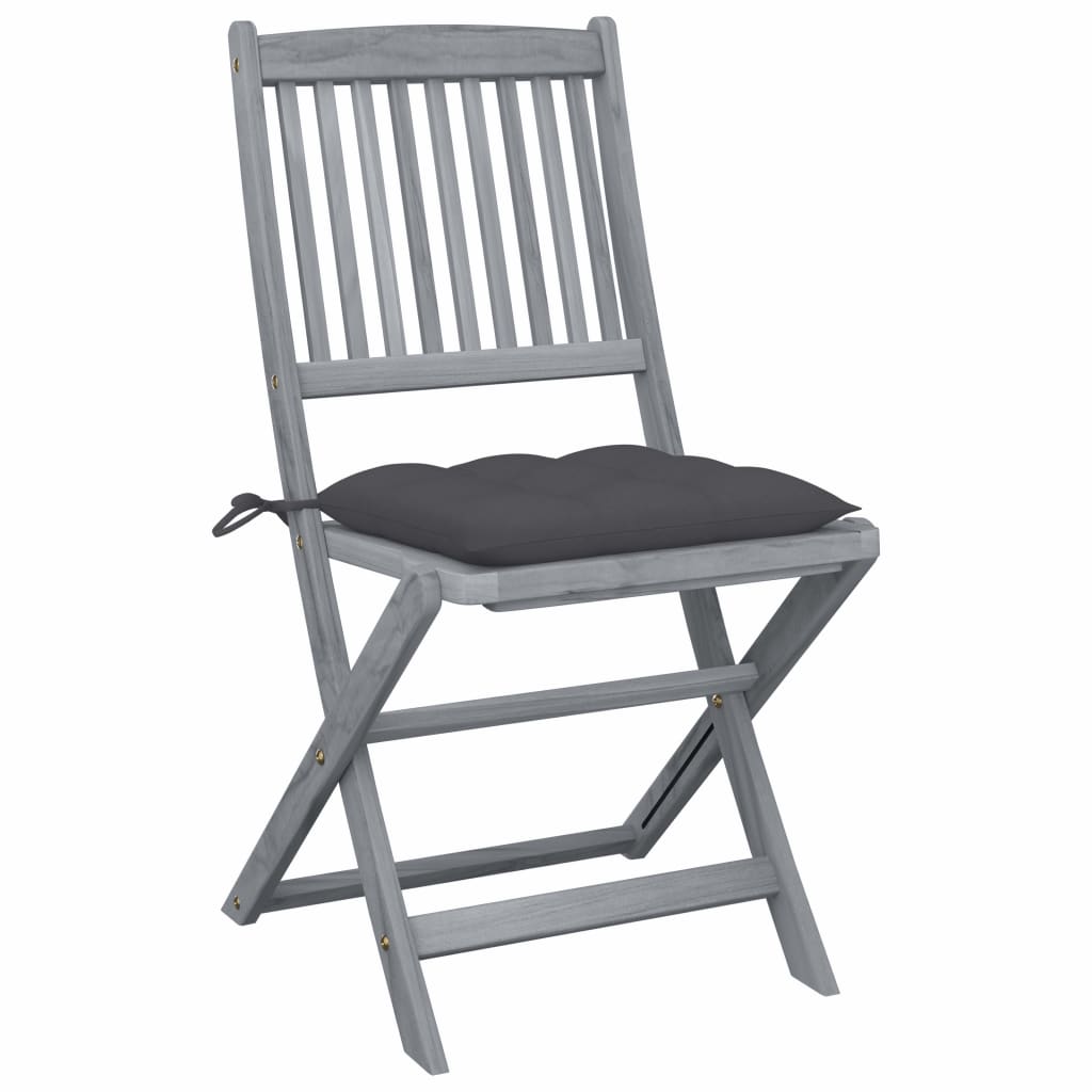 Cadeiras exterior dobráveis c/ almofadões 6 pcs acácia maciça