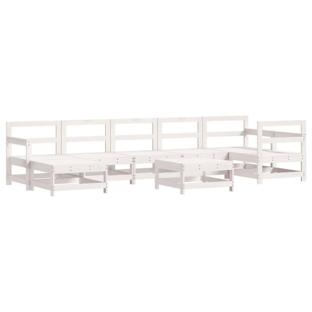 8Pcs conjunto lounge jardim c/ almofadões madeira maciça branco