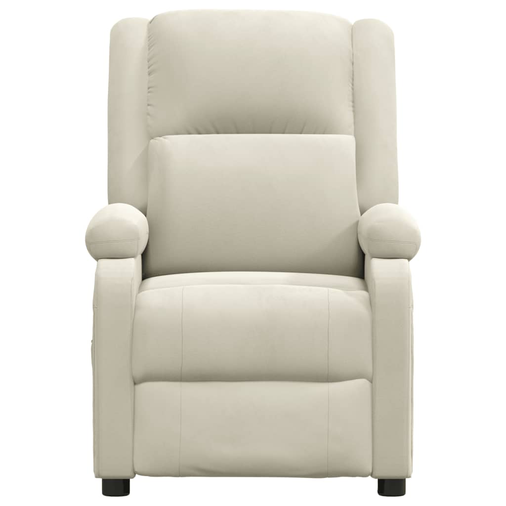Poltrona de massagens reclinável veludo cor creme