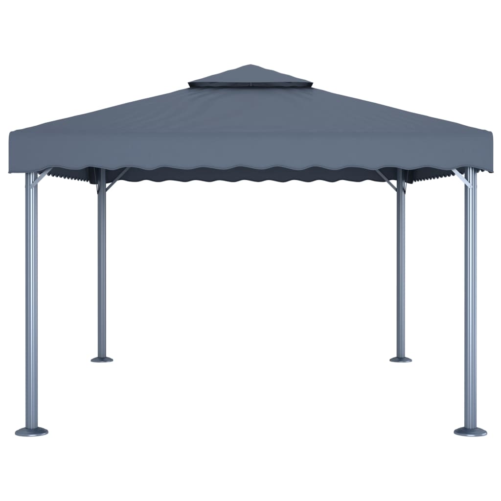 Gazebo com cordões de luzes LED 400x300 cm alumínio antracite