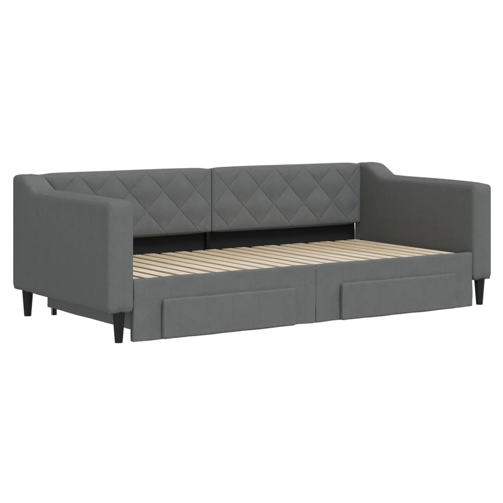 Sofá-cama c/ gavetão e gavetas 90x190 cm tecido cinzento-escuro