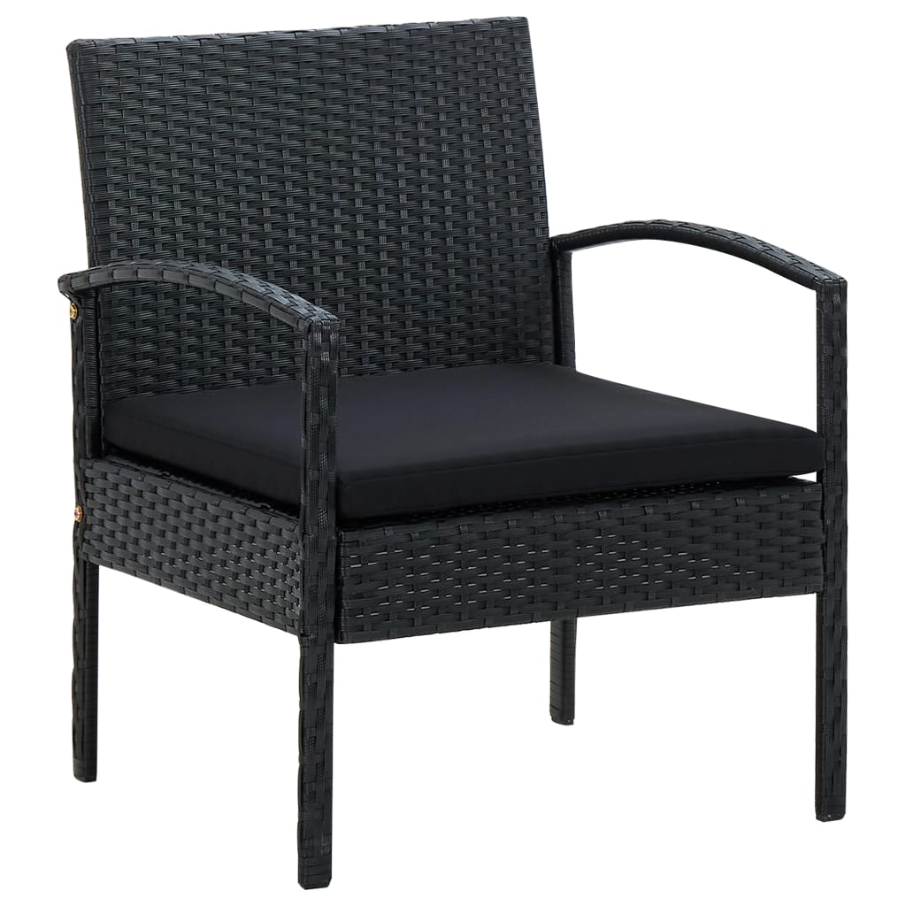 Cadeira de jardim com almofadão vime PE preto
