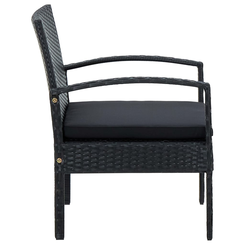 Cadeira de jardim com almofadão vime PE preto