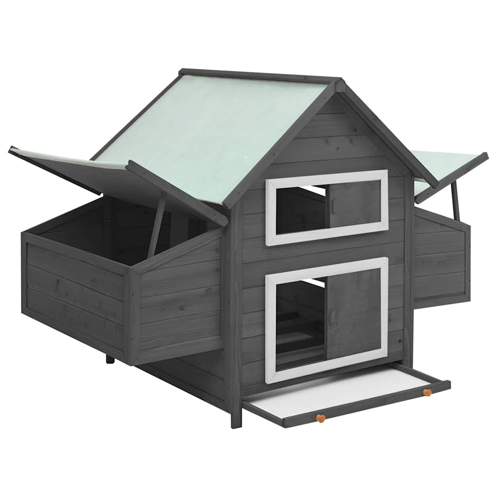 Galinheiro 150x96x110 cm abeto maciço cinzento e branco