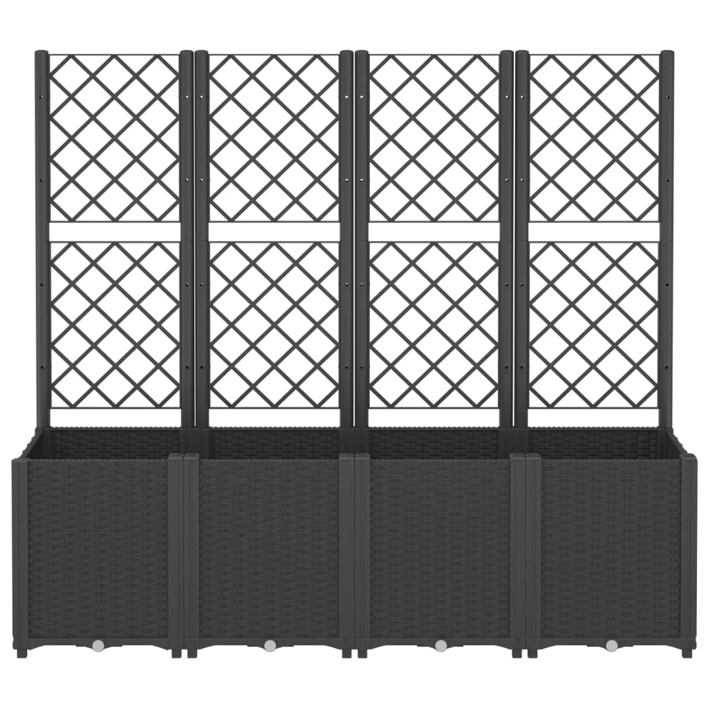 Vaso/floreira de jardim c/ treliça 160x40x140 cm PP preto