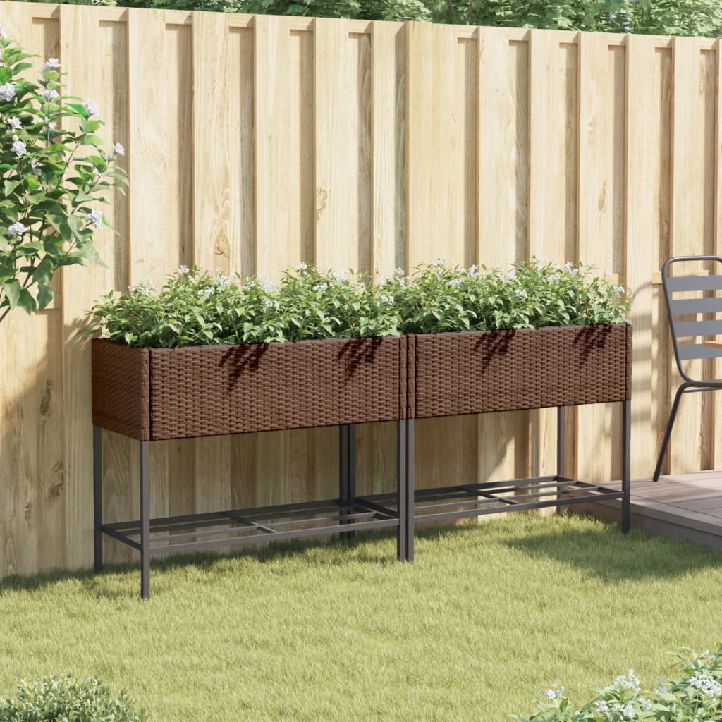 Canteiro de jardim com prateleira 2pcs 90x40x75cm vime PE