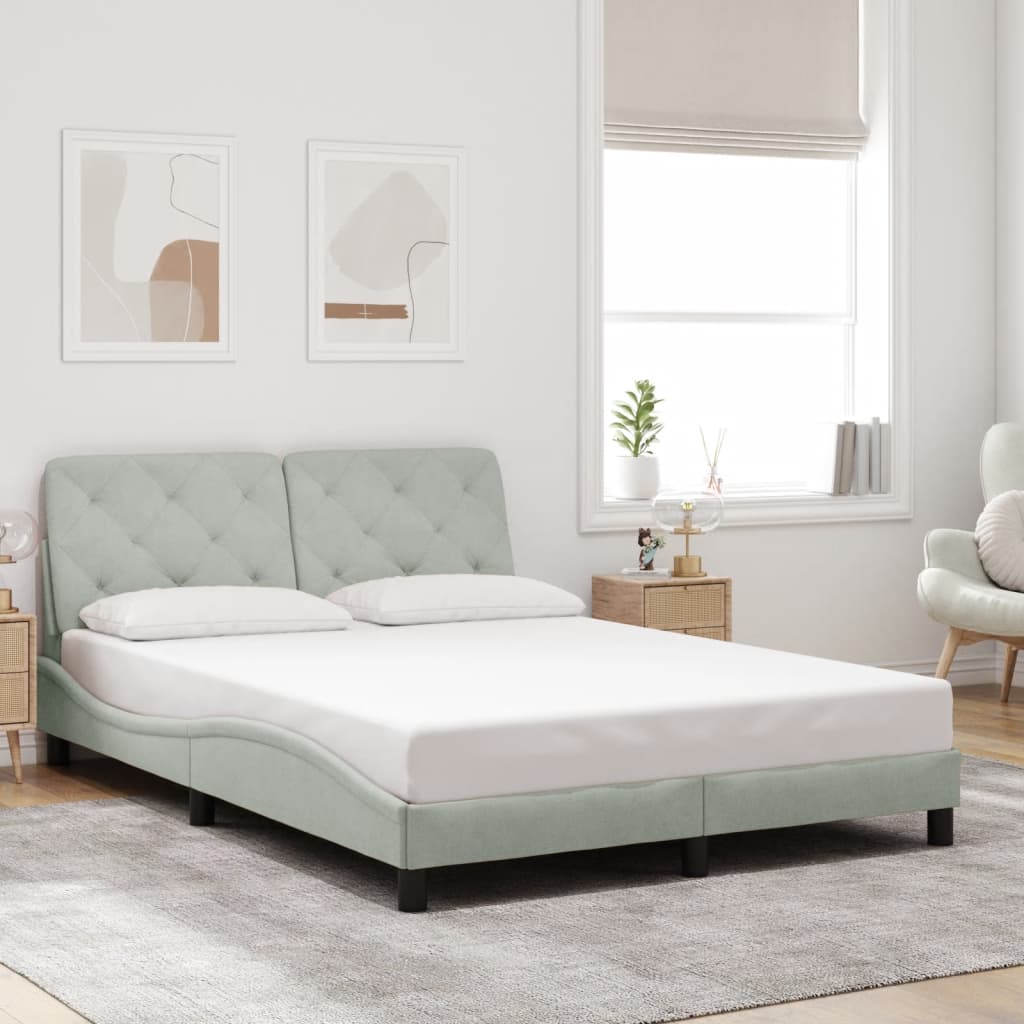 Estrutura de cama com LED sem colchão 120x200 cm veludo cinzento-claro