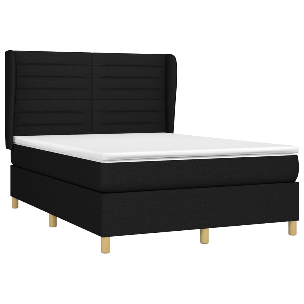 Cama com molas/colchão 140x200 cm tecido preto