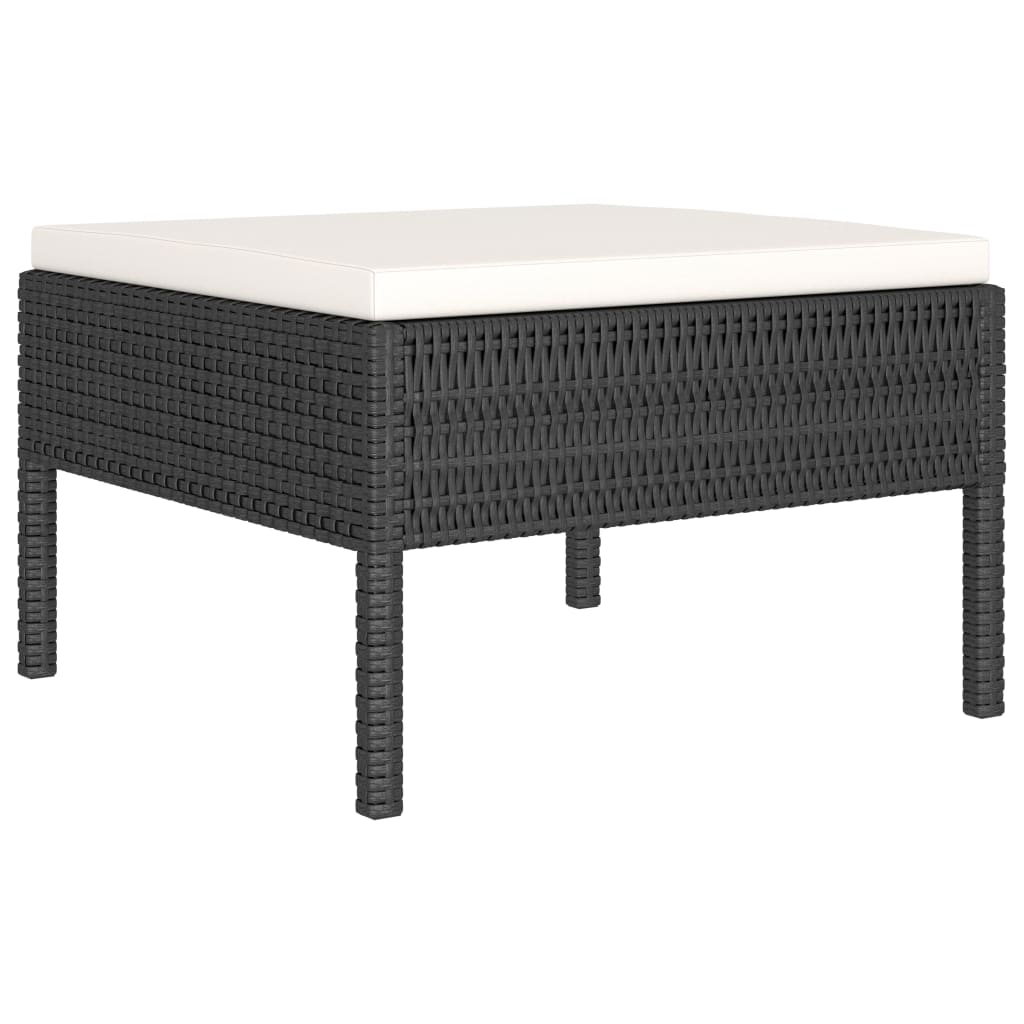 4 Pcs conjunto lounge de jardim c/ almofadões vime PE preto