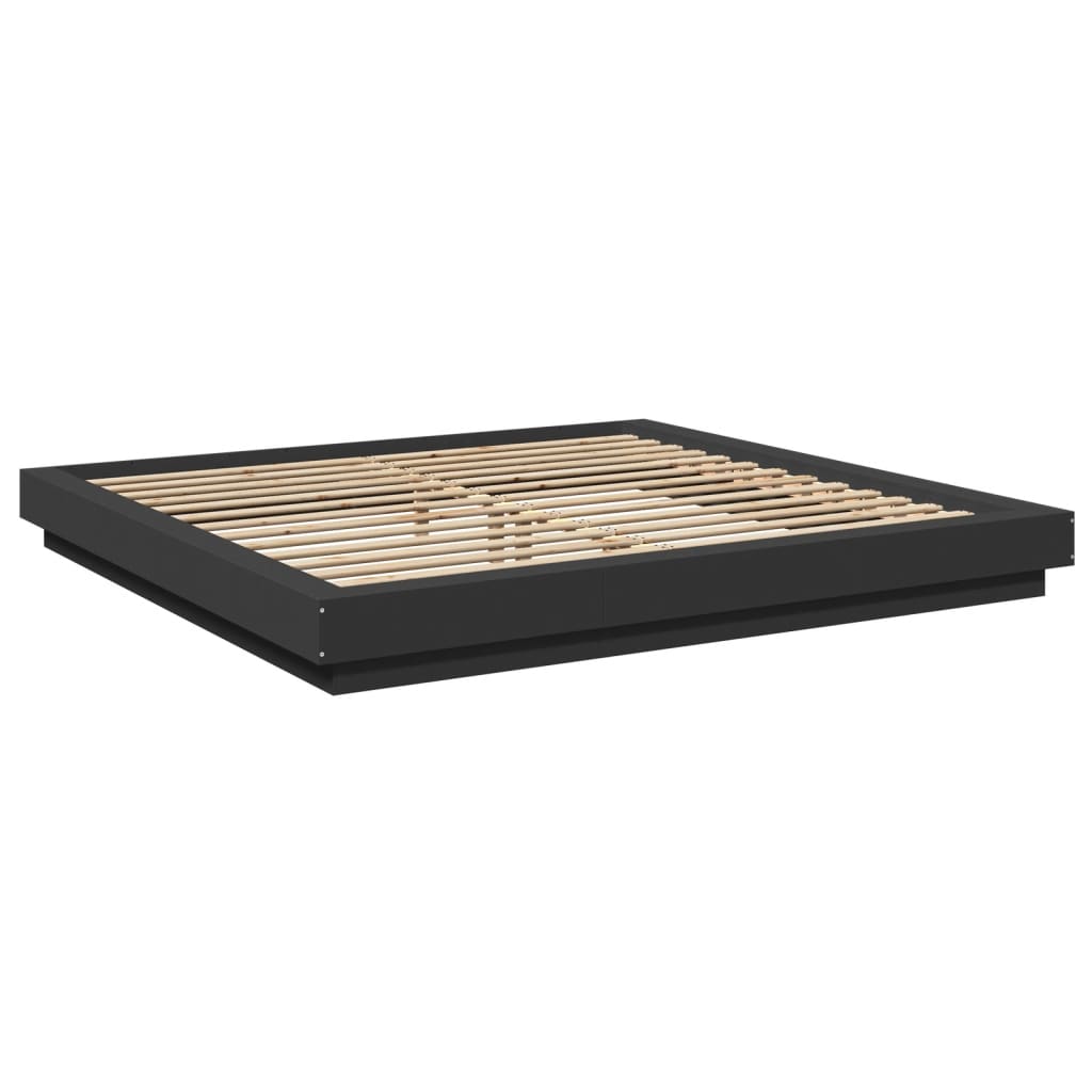 Estrutura cama c/ luzes LED 180x200 cm derivados madeira preto