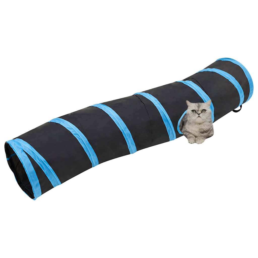 Túnel para gatos em forma de s 122 cm poliéster preto e azul