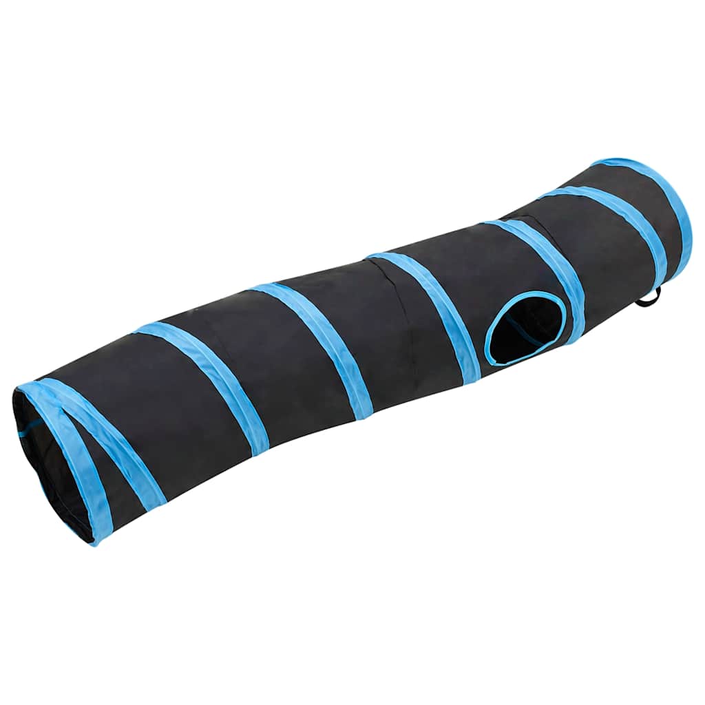 Túnel para gatos em forma de s 122 cm poliéster preto e azul